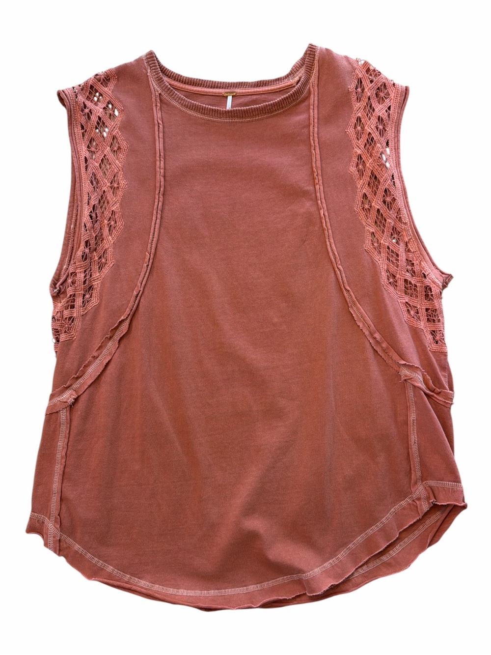 Free People Rusty Orange Crochet Side Panel Tank